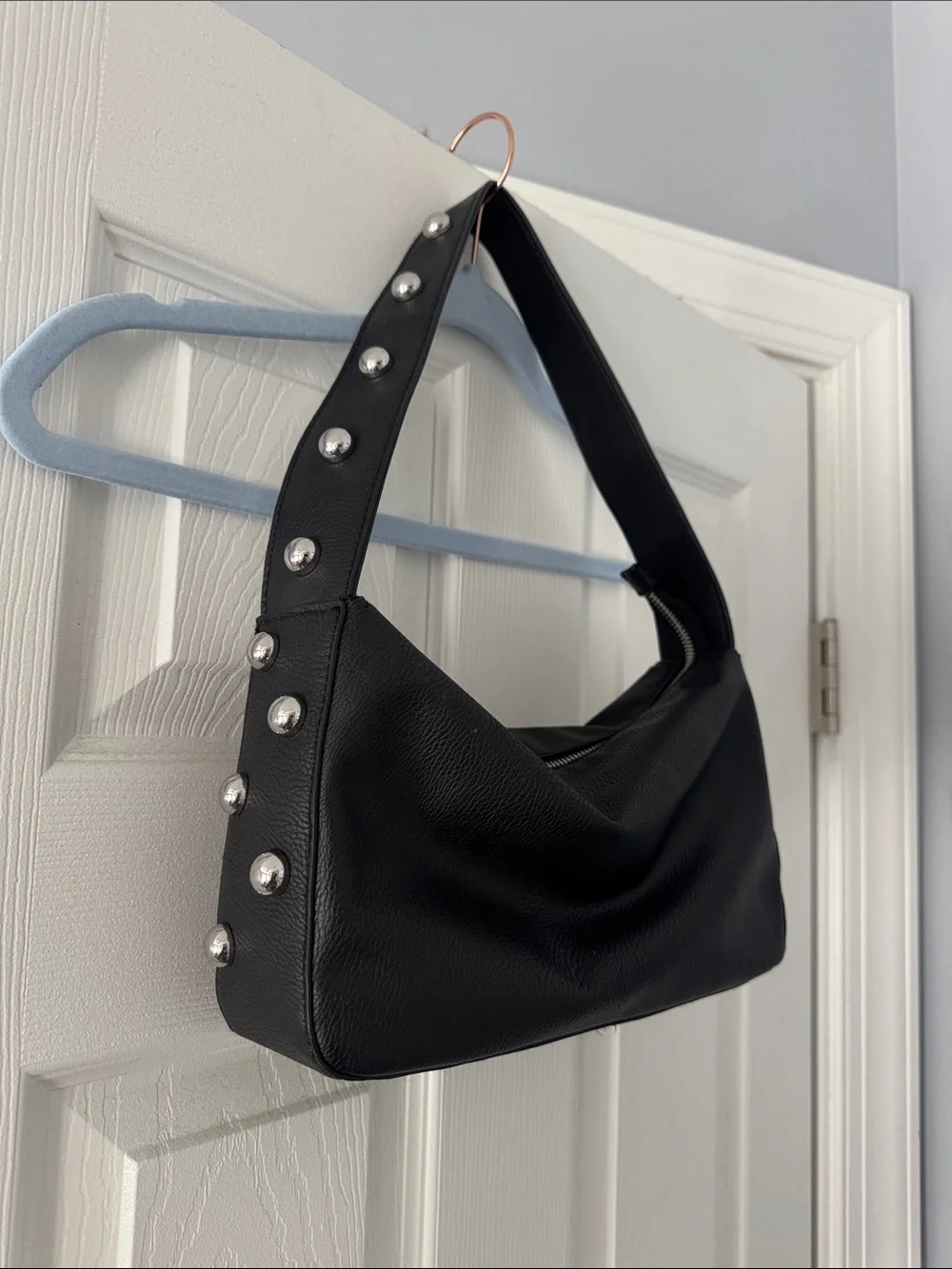 Black Stud-Detail Shoulder Bag